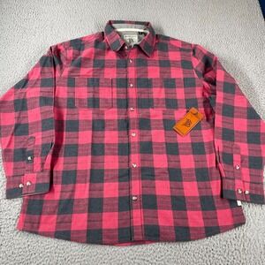 Branded Bills Men's Plaid Flannel Button Front Shirt Red Black Size XL NEW NWT‎